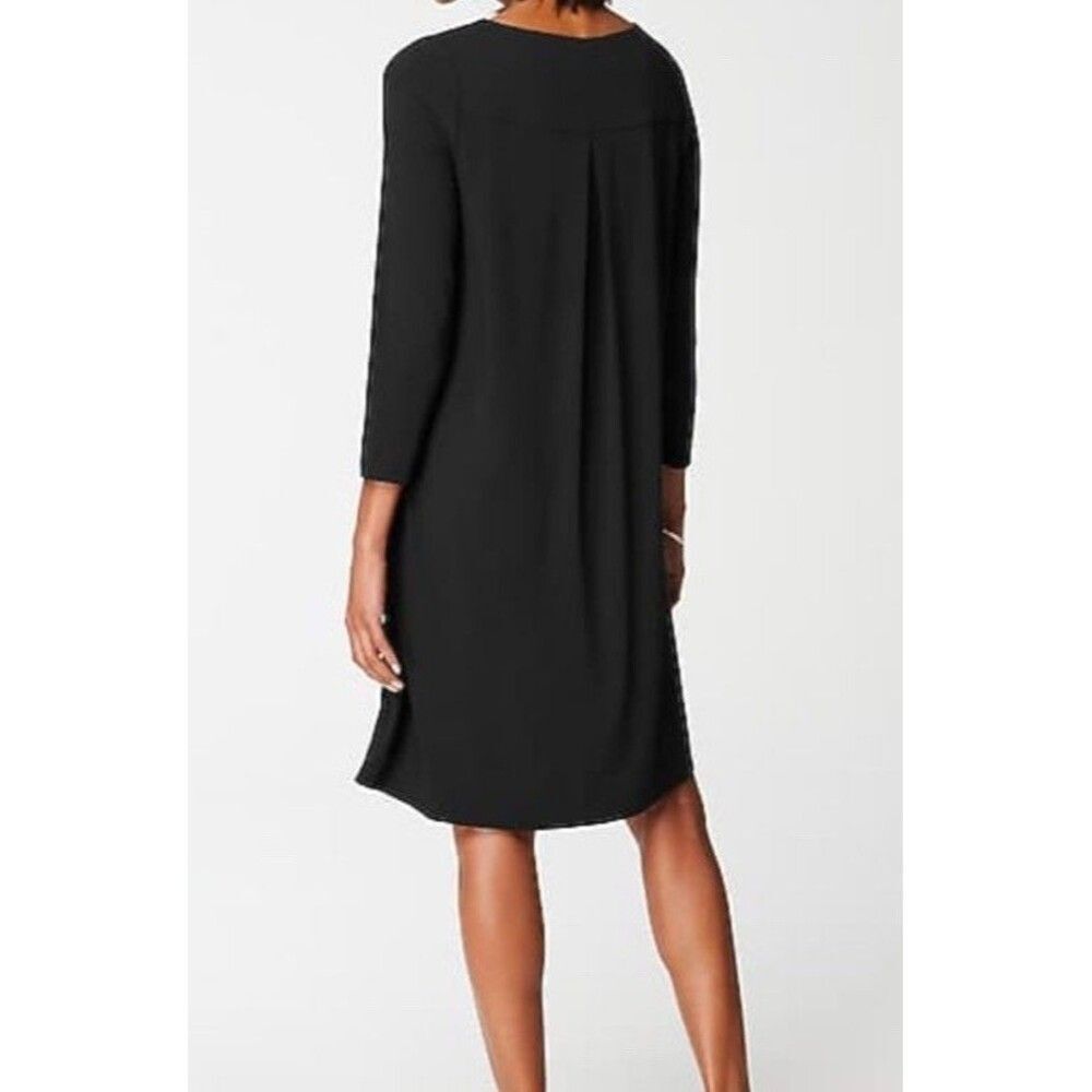 J. Jill Wearever Collection Black Knit A-Line Dress Size Small Pockets Lagenlook - Picture 4 of 8